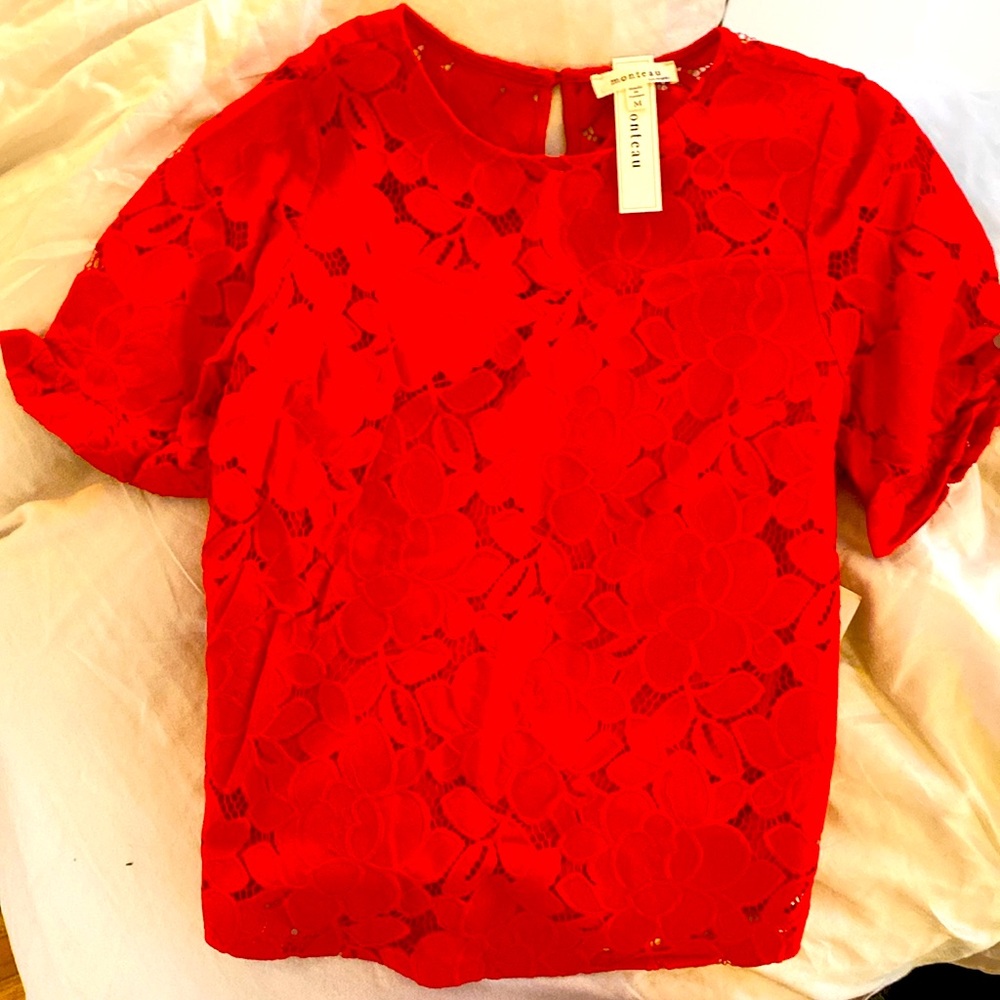 Moneteau Los Angeles Red Lace top size 14.